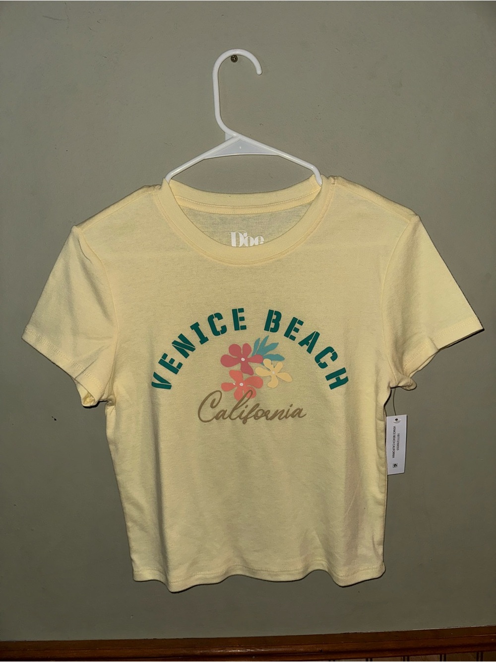 Venice Beach California Crop Tee - Yellow